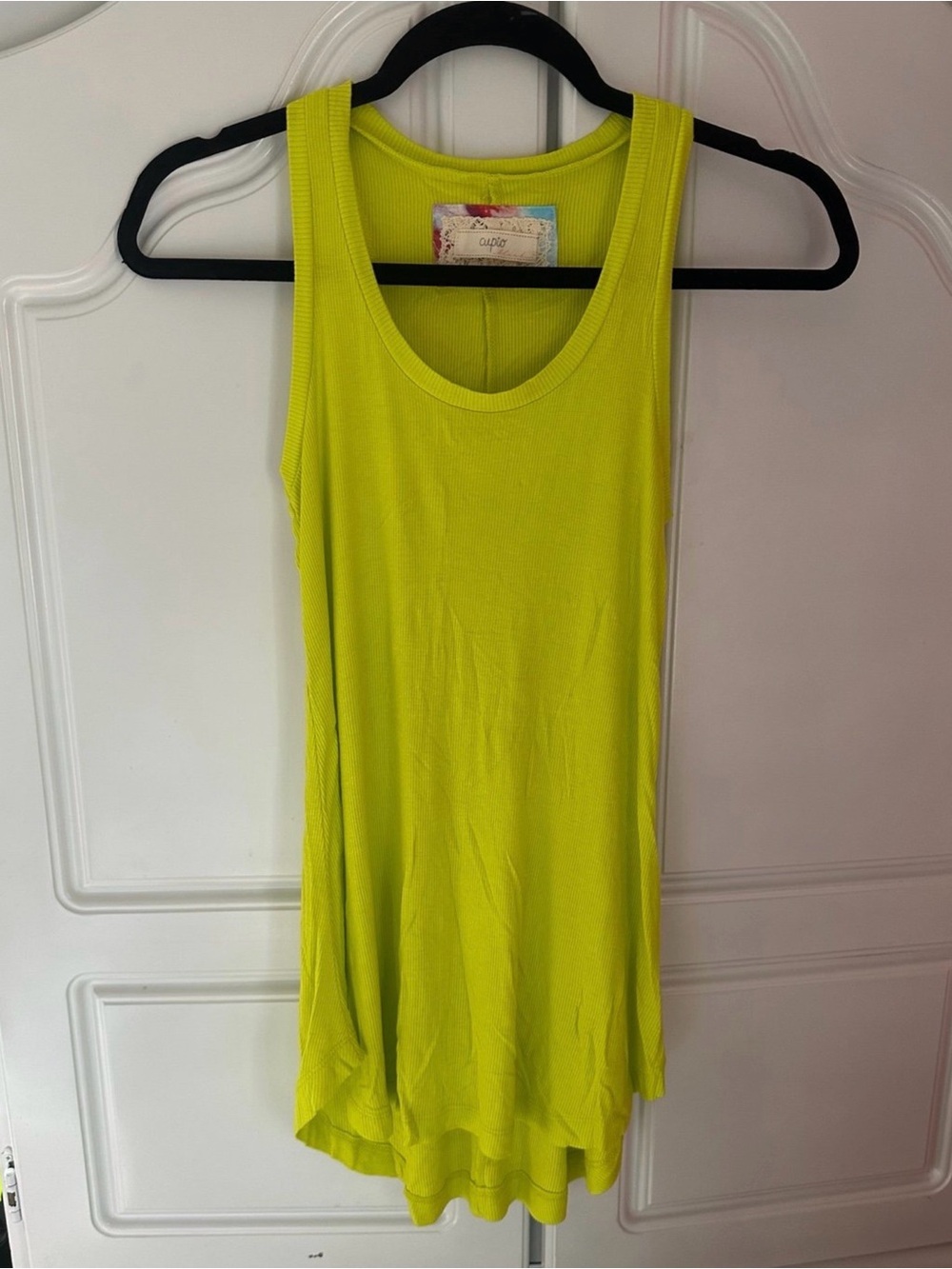 NEW Cupio Neon Yellow Ribbed Tank Top Small